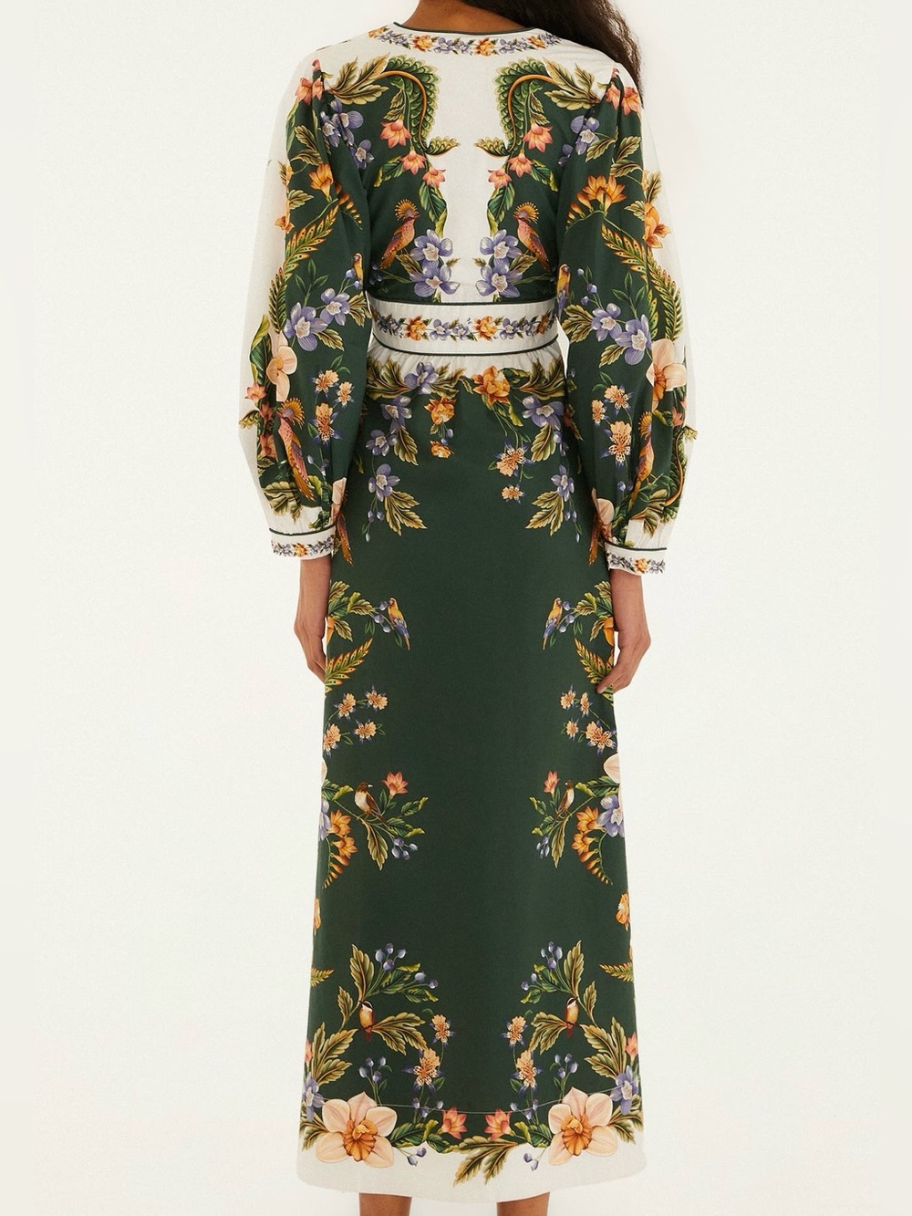 FARM Rio Green White Nature V-Neck Buttoned Floral Maxi Dress - Picture 3 of 10